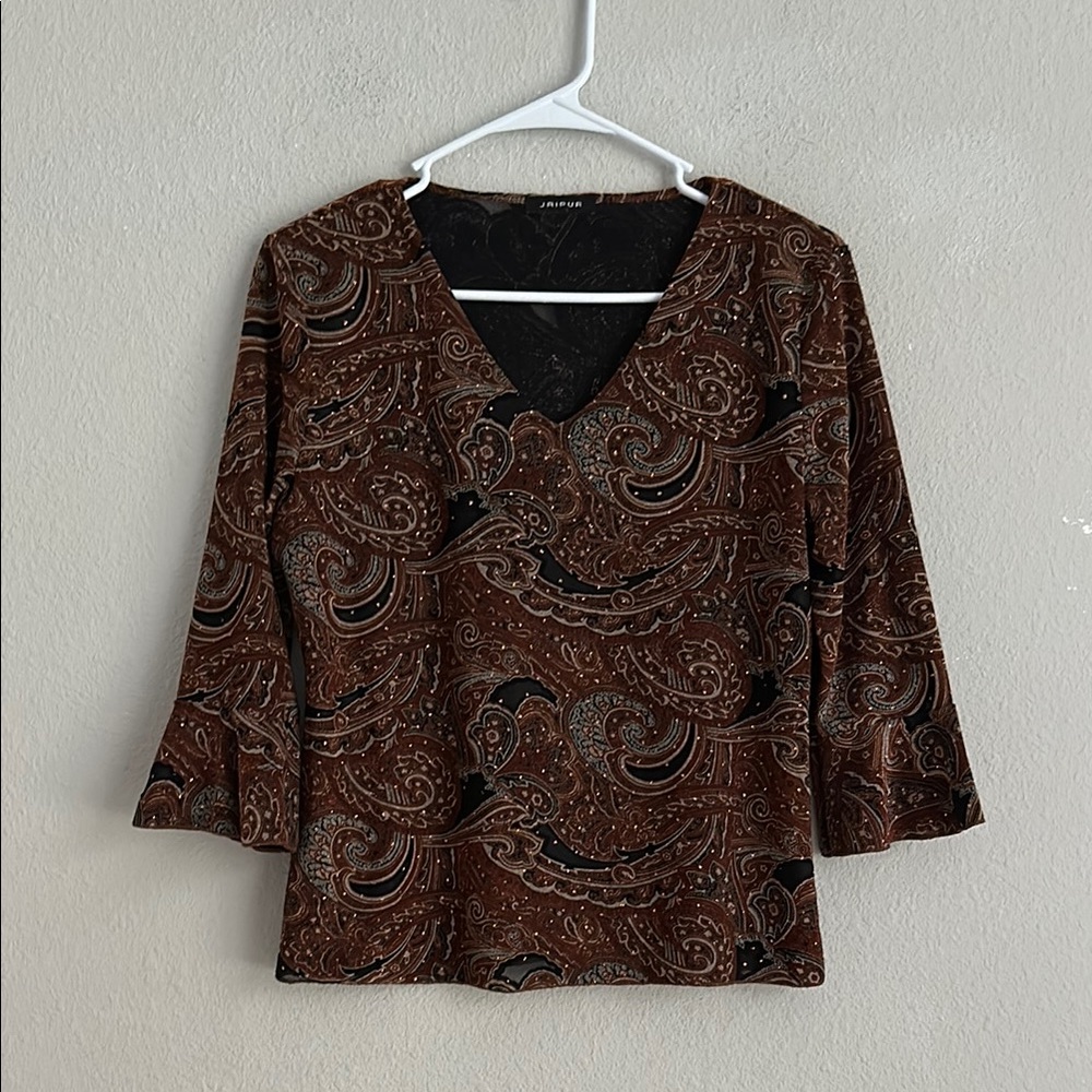 Jaipur bell sleeve shimmer blouse large